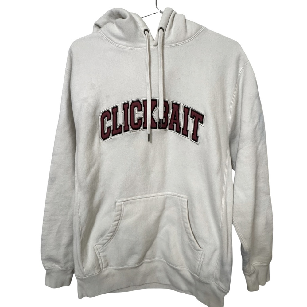 Clickbait High End Streetwear Aged Worn Distressed White Hoodie STAINS Men’s M